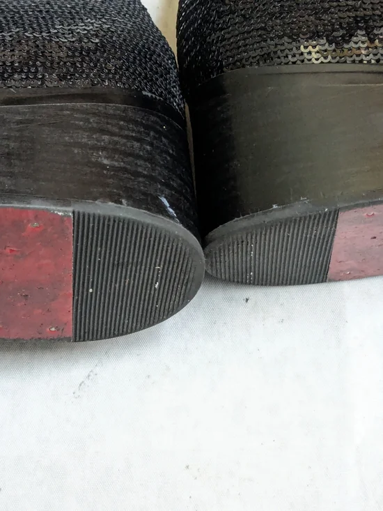 Christian Louboutin Side Zip Boots Black Sequins Men 12 45 - Picture 12 of 13